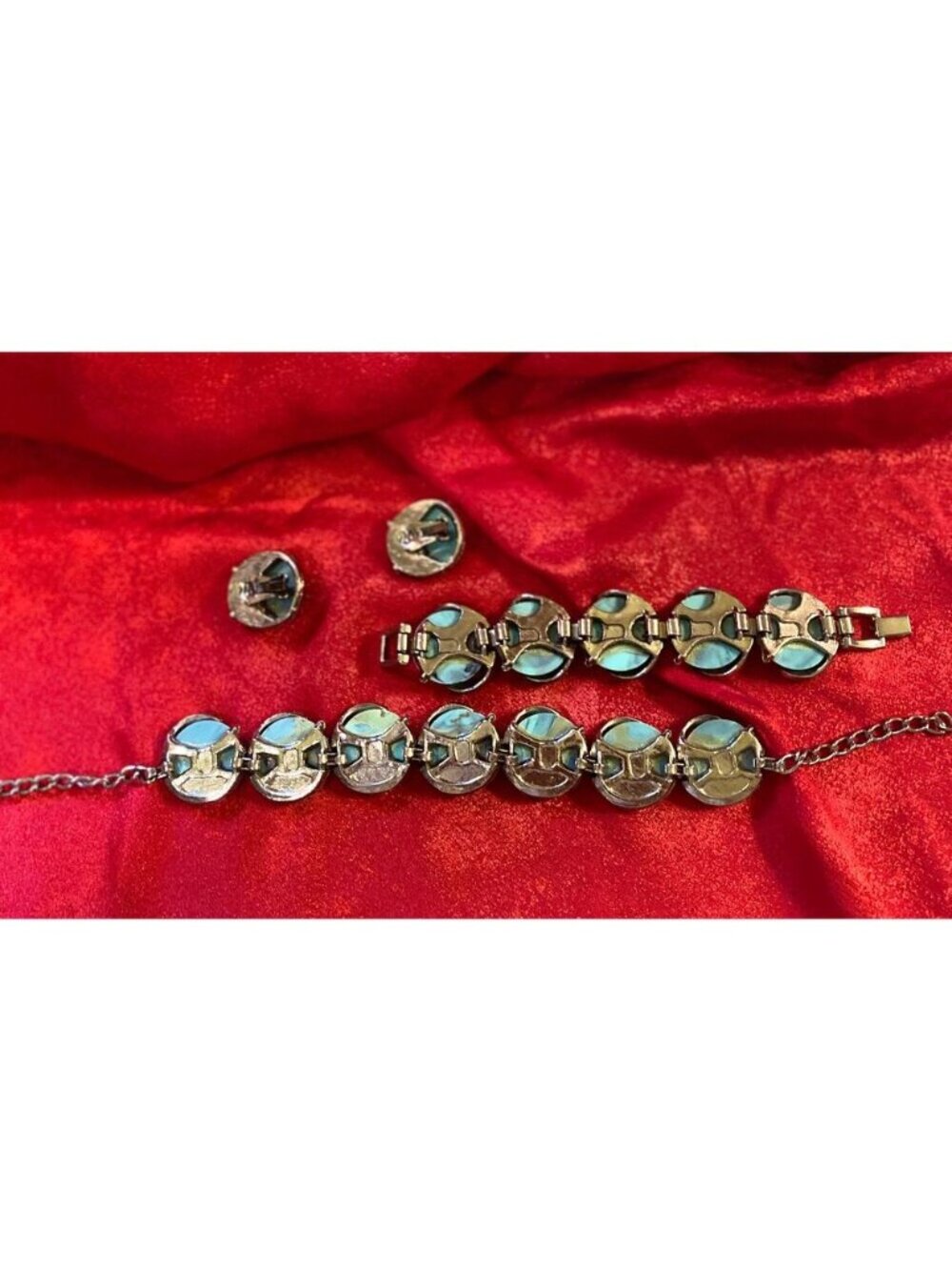 Chunky Turquoise Southwestern inspired Necklace Bracelet Earrings Set Statement - Picture 8 of 10